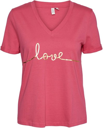 VERO MODA VMKLOVE S/S V-NECK T-SHIRT JRS BTQ GA Tişört Kadın