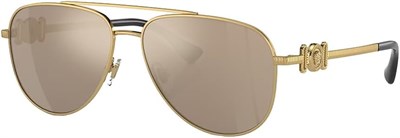 Versace Çocuk Güneş Gözlüğü Altın Çerçeve, Kahverengi Ayna Altın Lensler, 52MM, Altın/Kahverengi Ayna