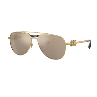 Versace Çocuk Güneş Gözlüğü Altın Çerçeve, Kahverengi Ayna Altın Lensler, 52MM, Altın/Kahverengi Ayna