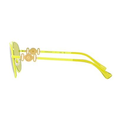 Versace VK2002 1494/2 Güneş Gözlüğü Genç Çocuk Kız Mat Fluo Sarı/Yeşil 52 mm, Mat Fluo Sarı/Altın logosu/Yeşil