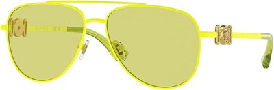 Versace VK2002 1494/2 Güneş Gözlüğü Genç Çocuk Kız Mat Fluo Sarı/Yeşil 52 mm, Mat Fluo Sarı/Altın logosu/Yeşil