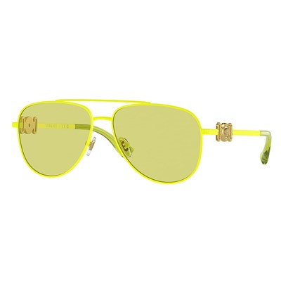 Versace VK2002 1494/2 Güneş Gözlüğü Genç Çocuk Kız Mat Fluo Sarı/Yeşil 52 mm, Mat Fluo Sarı/Altın logosu/Yeşil