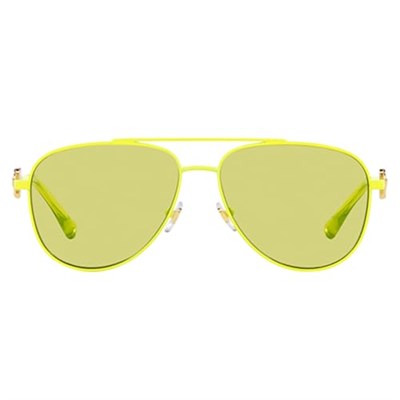 Versace VK2002 1494/2 Güneş Gözlüğü Genç Çocuk Kız Mat Fluo Sarı/Yeşil 52 mm, Mat Fluo Sarı/Altın logosu/Yeşil