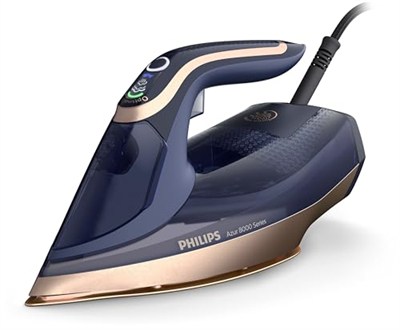 Versuni Philips Azur 8000 serisi buharlı ütü – 85 g/dk sürekli buhar, 260 g turbo buhar püskürtme, 3000 W, OptimalTEMP teknolojisi, SteamGlide Elite ütü taban, koyu mavi (DST8050/20)