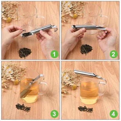 Vicloon çay demlik paslanmaz çelik, 2 parça ince örgü çay sopa gevşek çay (detoks çayı, Darjleeg çay, mate çay)