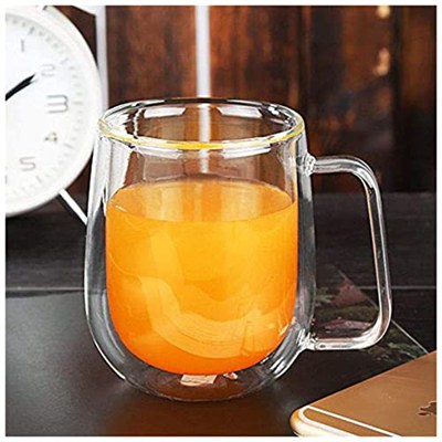 Vicloon Çift Duvar Cam Kupa, Isı Yalıtımlı Bardak Bardak, Saplı 250 ml, Çay Su Bardakları, Kahve, Süt, Cappuccino, Espresso, Şeffaf Bira, 2li Set