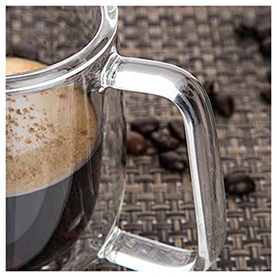Vicloon Çift Duvar Cam Kupa, Isı Yalıtımlı Bardak Bardak, Saplı 250 ml, Çay Su Bardakları, Kahve, Süt, Cappuccino, Espresso, Şeffaf Bira, 2li Set