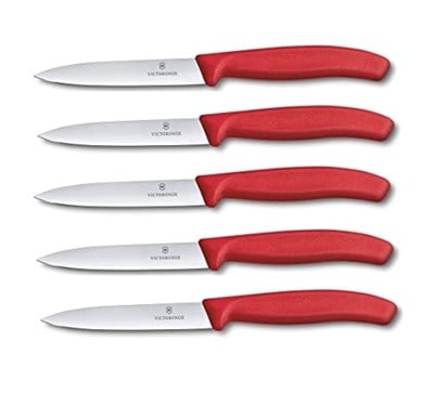 Victorinox 5 parçalı sebze bıçağı seti Swiss Classic kırmızı — 10 cm tırtıksız — domates bıçağı
