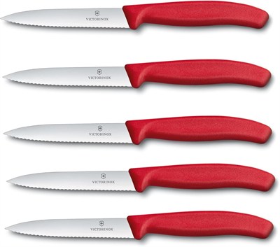Victorinox 5 parçalı sebze bıçağı seti Swiss Classic kırmızı — 10 cm tırtıksız — domates bıçağı