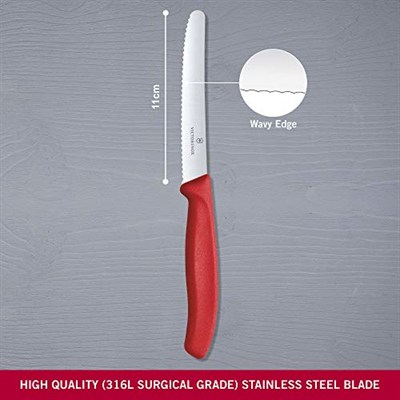 Victorinox 6.7831 SwissClassic 11cm Domates & Sosis Bıçağı, Paslanmaz Çelik Kirmizi, Classic