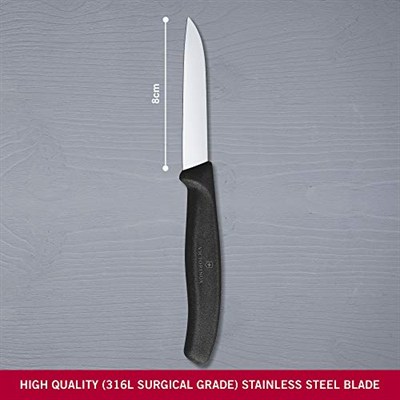 Victorinox 6.7403 SwissClassic 8cm Düz Soyma Bıçağı, Siyah