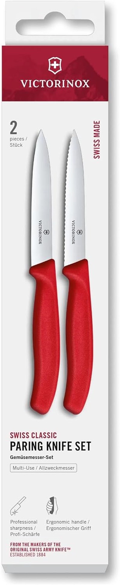 Victorinox 6.7791.2C1 Swiss Classic 2li 10cm Soyma Bıçağı Set, Kırmızı