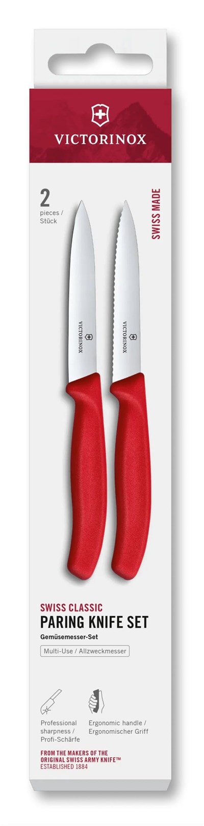 Victorinox 6.7791.2C1 Swiss Classic 2li 10cm Soyma Bıçağı Set, Kırmızı
