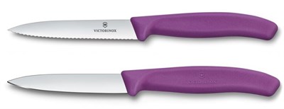 Victorinox 6.7795.2C1 Swiss Classic 2li 10cm Soyma Bıçağı Set, Mor