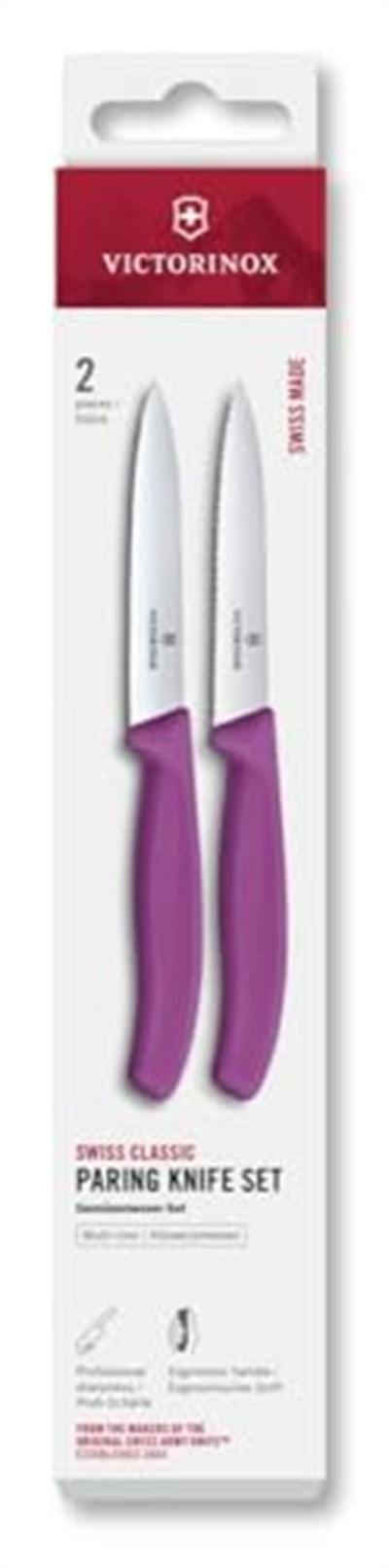 Victorinox 6.7795.2C1 Swiss Classic 2li 10cm Soyma Bıçağı Set, Mor