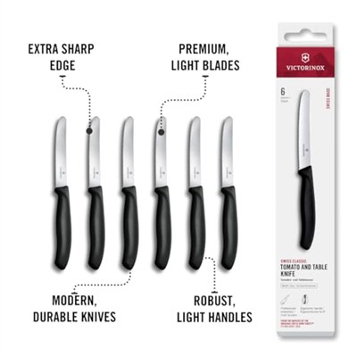 Victorinox 6.7833.6 SwissClassic Blisterli Siyah 6lı Domates Bıçağı