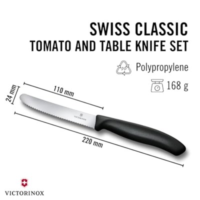 Victorinox 6.7833.6 SwissClassic Blisterli Siyah 6lı Domates Bıçağı