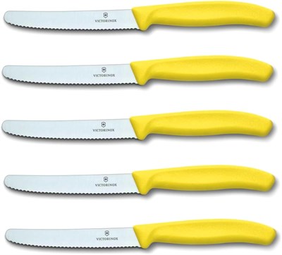 Victorinox Domates bıçağı, ekmek bıçağı, sofra bıçağı seti, 5 parça, Swiss Classic (siyah)