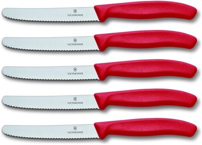 Victorinox Domates bıçağı, ekmek bıçağı, sofra bıçağı seti, 5 parça, Swiss Classic (siyah)