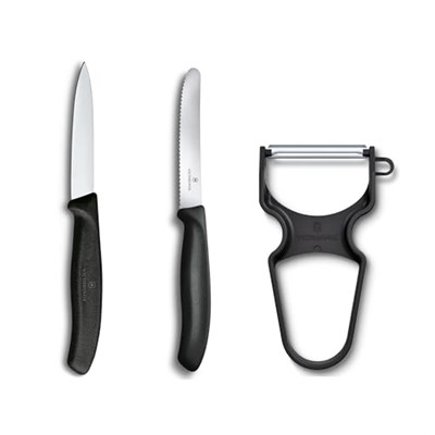 Victorinox Soyma Bıçağı Seti, 3 Parça Siyah