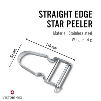 Victorinox Star tasarruflu soyucu, patates soyucu, iki bıçaklı, sarkaç bıçaklı, ekstra keskin, metal sap, İsviçre yapımı