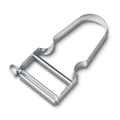 Victorinox Star tasarruflu soyucu, patates soyucu, iki bıçaklı, sarkaç bıçaklı, ekstra keskin, metal sap, İsviçre yapımı