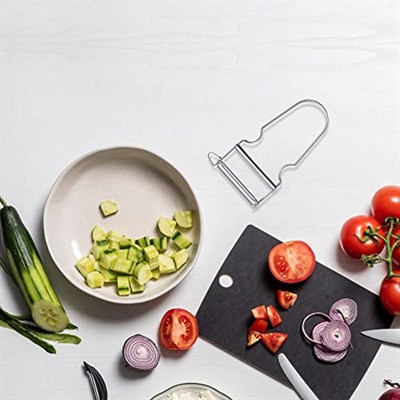 Victorinox Star tasarruflu soyucu, patates soyucu, iki bıçaklı, sarkaç bıçaklı, ekstra keskin, metal sap, İsviçre yapımı