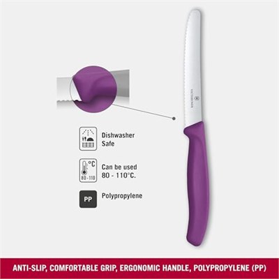 Victorinox Swiss Classic 11cm Tırtıklı Domates Bıçağı, Mor