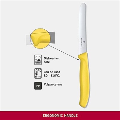 Victorinox VT 6.7836.L118 Swiss Classic Sarı Tırtıklı Domates Sosis Bıçağı 11 Cm