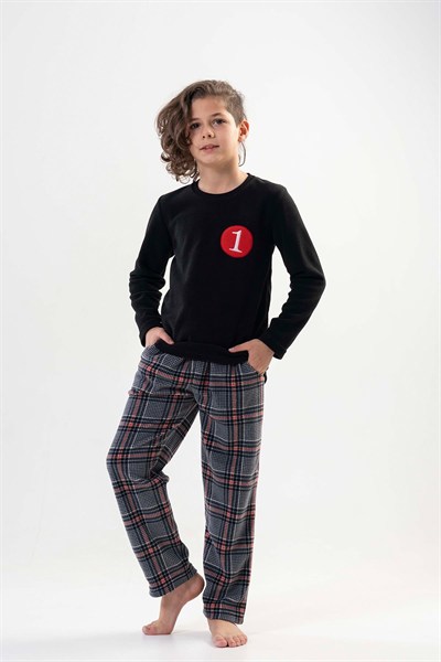 VIENETTA Erkek Çocuk Siyah Pijama Takımı 201051-0217