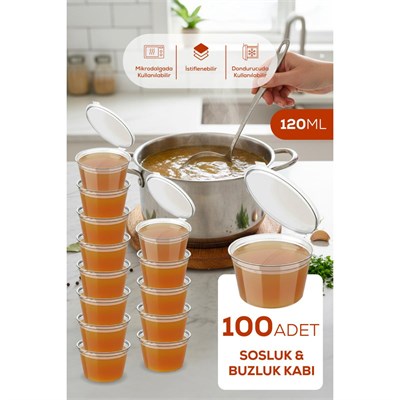 Vienev 100lü Dondurucuya Uygun Saklama Kabı – 120 Ml İlik, Tavuk Suyu, Sos Ve İlaç Saklama Kabı