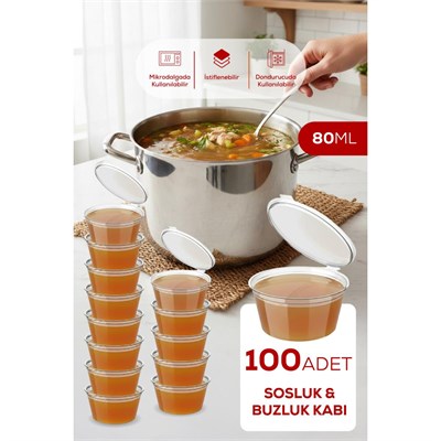 Vienev 100lü Dondurucuya Uygun Saklama Kabı – 80 Ml İlik, Tavuk Suyu, Sos Ve İlaç Saklama Kabı