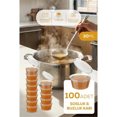 Vienev 100lü Dondurucuya Uygun Saklama Kabı – 30 Ml İlik, Tavuk Suyu, Sos Ve İlaç Saklama Kabı