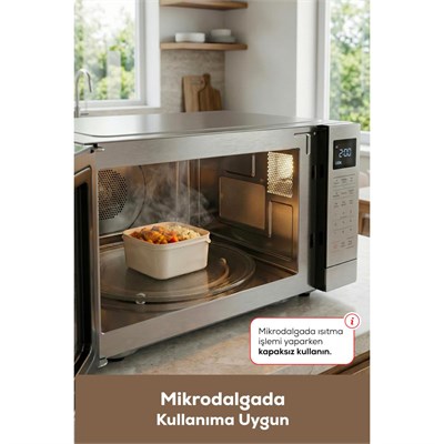 Vienev 10lu 350 Ml Buzdolabı Düzenleyici Mikrodalgaya Ve Difriz Saklama Kabı Bej