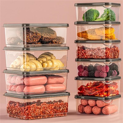 Vienev 10lu Buzdolabı Düzenleyici Organizer Mikrodalgaya Uygun Difriz Saklama Kabı Gri