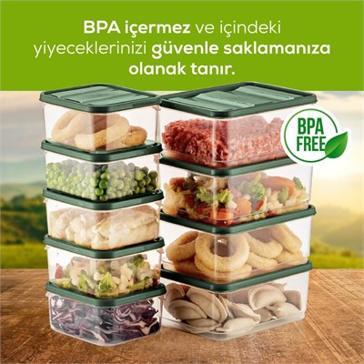 Vienev 10lu Buzdolabı Düzenleyici Organizer Mikrodalgaya Uygun Difriz Saklama Kabı Yeşil