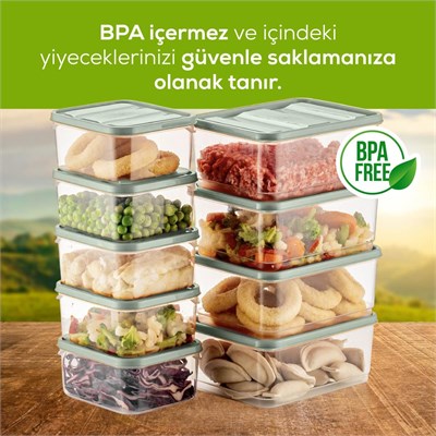 Vienev 10lu Buzdolabı Düzenleyici Organizer Mikrodalgaya Uygun Difriz Saklama Kabı Mint