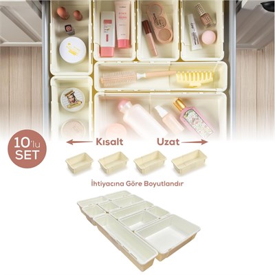 Vienev 10lu Set Ayarlanabilir Çekmece Içi Düzenleyici Kutu – Uzayıp Kısalabilen Organizer Seti (5a2b2c1d)