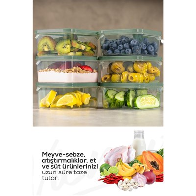 Vienev 12li 350 Ml Buzdolabı Dondurucu Organizer Mikrodalga Ve Difrize Uygun Saklama Kabı Yeşil
