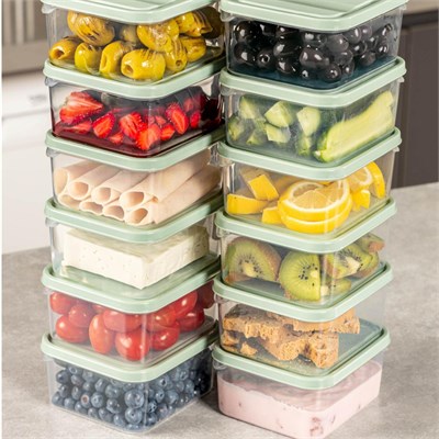 Vienev 12li 350 Ml Buzdolabı Dondurucu Organizer Mikrodalga Ve Difrize Uygun Saklama Kabı Mint
