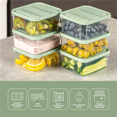 Vienev 12li 350 Ml Buzdolabı Dondurucu Organizer Mikrodalga Ve Difrize Uygun Saklama Kabı Mint