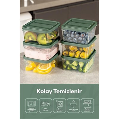 Vienev 12li 350 Ml Buzdolabı Dondurucu Organizer Mikrodalga Ve Difrize Uygun Saklama Kabı Yeşil