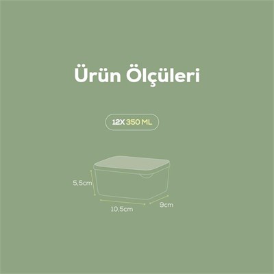 Vienev 12li 350 Ml Buzdolabı Dondurucu Organizer Mikrodalga Ve Difrize Uygun Saklama Kabı Mint