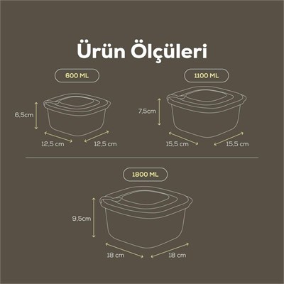 Vienev 12li 4x(600-1100-1800 Ml) Mikrodalga Ve Difrize Uygun Vip Kapaklı Özel Saklama Kabı Seti Yeşil