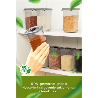 Vienev 12li Döner Başlık Kapaklı Etiketli Hava Geçirmez 0,45 Lt Baharat Saklama Seti