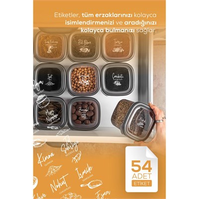 Vienev 12li Etiketli Hava Geçirmez Erzak Ve Baharat Saklama Kabı Seti 0,25 Lt Antrasit Antrasit