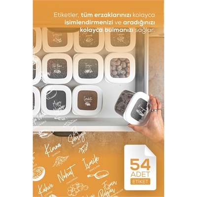 Vienev 12li Etiketli Lux Hava Geçirmez Erzak Ve Baharat Saklama Kabı Seti 0,25 Lt Beyaz