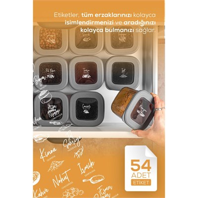 Vienev 12li Etiketli Lux Hava Geçirmez Erzak Ve Baharat Saklama Kabı Seti 0,25 Lt Antrasit Antrasit