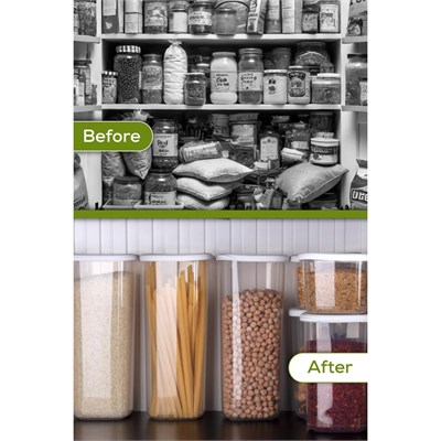 Vienev 12li Etiketli Lux Hava Geçirmez Erzak Ve Baharat Saklama Kabı Seti 0,25 Lt Beyaz