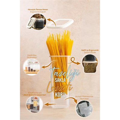 Vienev 12li Etiketli Lux Hava Geçirmez Erzak Ve Baharat Saklama Kabı Seti 0,25 Lt Beyaz